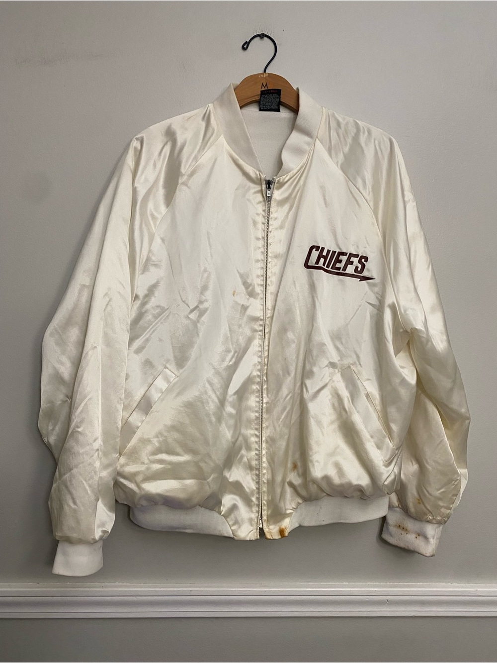 Vintage Kickapoo Chiefs White Satin Jacket - L